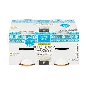 Greek Style Double Cream Plain Yoghurt 4 x 150 g