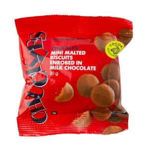 CHUCKLES? Mini Malted Biscuits Enrobed in Milk Chocolate 30 g