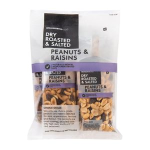Dry Roasted and Salted Peanuts and Raisins 5 x 40 g
