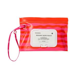 Hydrating 3-in 1 Facial Wipes in Pink & Red Reusable Pouch 25 pk