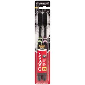 Colgate Double Action Charcoal Medium Toothbrush 2 pk