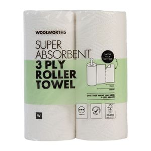 Super Absorbent 3 Ply Roller Towel 2 pk