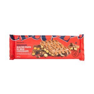 CHUCKLES? Malted Puffs in Milk Chocolate Slab 300 g
