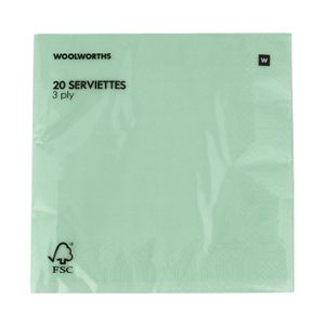 3 Ply Pastel Sage Serviettes 20 pk