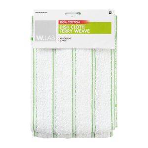 W.Lab 100 % Cotton Terry Weave Dish Cloths 2 pk