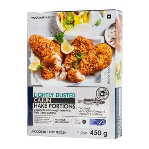 Frozen Lightly Dusted Cajun Hake Portions 450 g