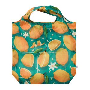 Lemon and Flower Design Medium Easy Fold Reusable Shopper Bag