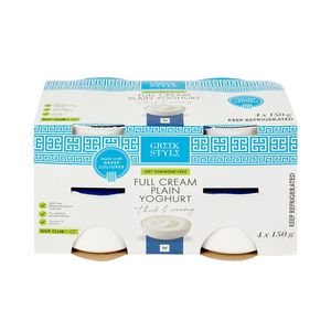 Greek Style Full Cream Plain Yoghurt 4 x 150 g
