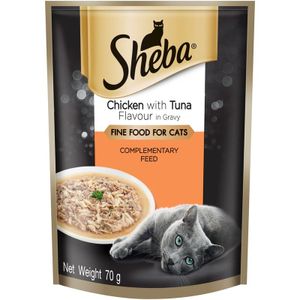 Sheba Chicken with Tuna Flavour in Gravy Cat Food in Pouch 70 g