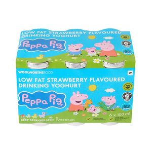 Peppa Pig? Low Fat Lactose Free Ayrshire Strawberry Drinking Yoghurt 6 x 100 ml