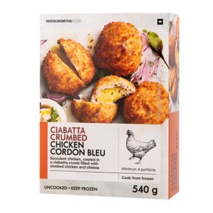 Frozen Ciabatta Crumbed Chicken Cordon Bleu 540 g