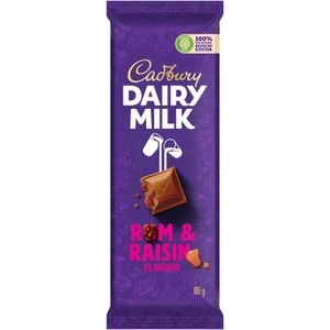 Cadbury Dairy Milk Rum & Raisin Flavoured Chocolate Bar 80 g