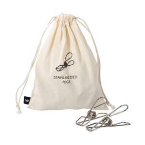 Stainless Steel Clothes Pegs in Cotton Bag 21 pcs