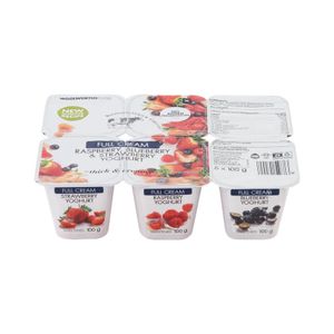 Full Cream Raspberry, Blueberry & Strawberry Yoghurt 6 x 100 g