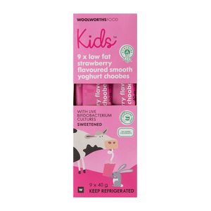 Kids? Ayrshire Low Fat Strawberry Flavoured Smooth Yoghurt Choobes 9 x 40 g