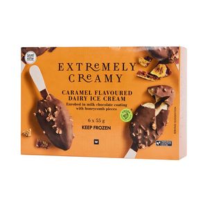 Frozen Extremely Creamy Mini Caramel Flavoured Dairy Ice Cream 6 x 55 g