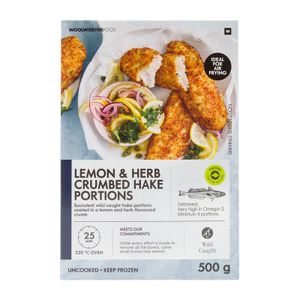 Frozen Crumbed Lemon and Herb Hake Portions 500 g
