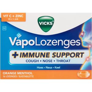 Vicks VapoLozenges + Immune Support Orange Menthol Flavoured Lozenges 16 pcs