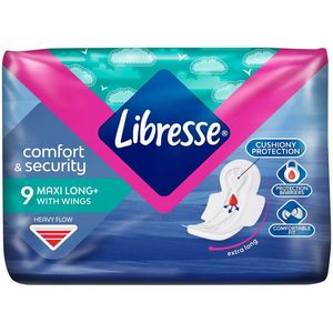 Libresse Maxi Long Pads With Wings 9 pk