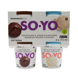 SO.YO Chocolate & Vanilla Frozen Yoghurt Selection 4 x 175 ml