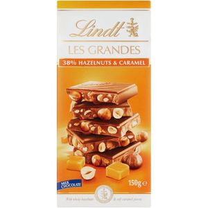 Lindt Les Grandes Hazelnuts and Caramel Milk Chocolate Slab 150 g