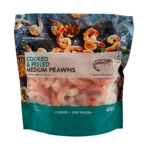 Frozen Cooked & Peeled Medium Prawns 400 g